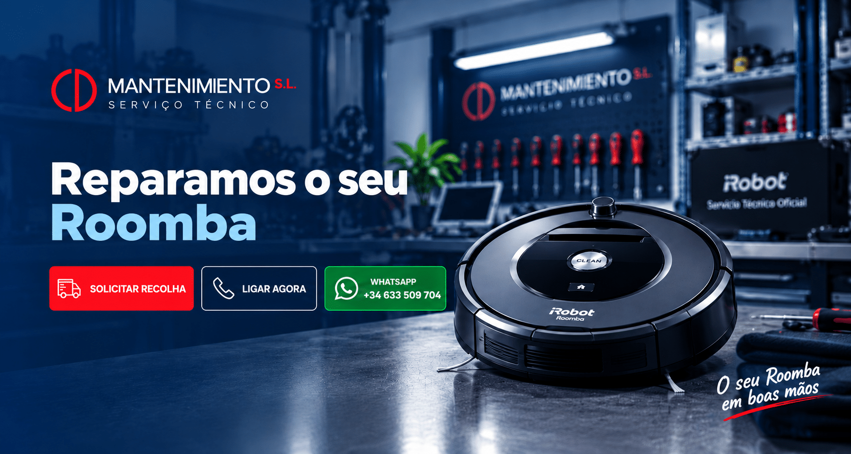 Assistência técnica e reparação de aspiradores Roomba em Portugal - CD Mantenimiento